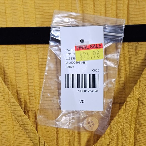 Lane Bryant Mustard Yellow Plus NWT Womens Size 20 Short Sleeve Button Shirt - Picture 3 of 7